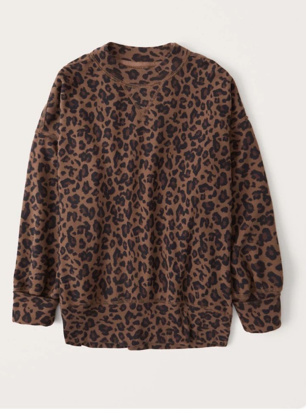 Abercrombie & Fitch soft A&F leopard print crewneck sweatshirt women’s Large